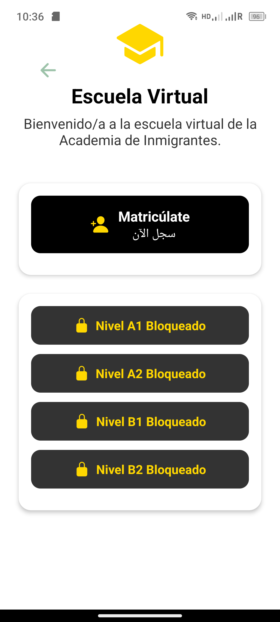 Escuela virtual en la app